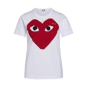 Hvid T-Shirt med Rødt Hjerte