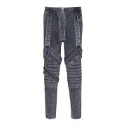 Bomuldsslim-fit jeans med stropper