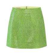 Grøn Rhinestone Mini Nederdel