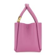 Mørk Pink Læder Lotus Håndtaske