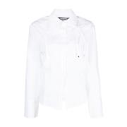 Hvid Bomuldsskjorte med Asymmetrisk Krave