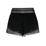 Sort Bomuld Broderie Anglaise Mini Shorts