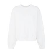 Hvid Terry Crew Sweatshirt med Puff Paint Logo