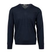 Blå Uld V-Hals Sweater