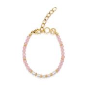 Women's Beaded Bracelet with Pink Opal and Mini Pearls
