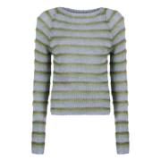 Stribet Mohair Sweater med Raglanærmer