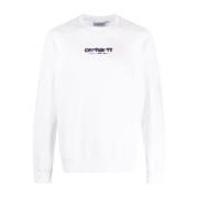 Hvide Sweaters med Logo Print og French Terry Foring