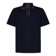 Blå Polo Shirt med Logo Broderi