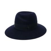 Blå uld Fedora Hat med Grosgrain Bånd