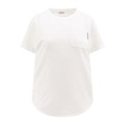 Hvid Crew-Neck T-Shirt med Lomme
