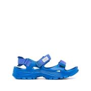 Blå Gummi Flade Sandaler med Justerbare Stropper