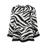 Tidløs Elegance Bluse med Zebra Print