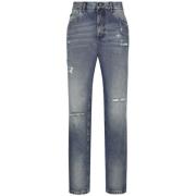 Klassiske Jeans med Bred Ben og Slidt Effekt