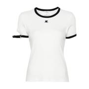 Hvid Bomuld Jersey T-shirt med Logo Patch