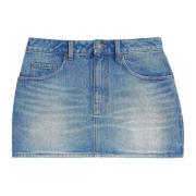 Blå Denim Mini Nederdel