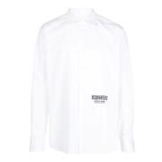 Hvid Bomuldsskjorte med Logo Print
