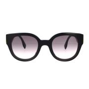 Glamourøse runde solbriller med mørkegrå linse