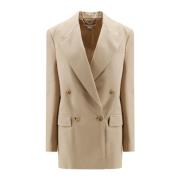 Beige Dobbeltknap Blazer