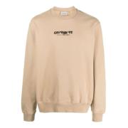 Beige Bomuldssweater med For- og Bagsideprint