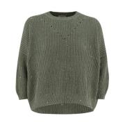Elegant Bomuldssweater med Mikro Pailletter