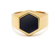 Hexagon Onyx Guld Ring