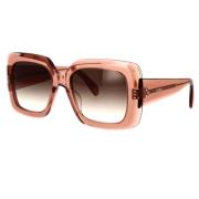 Rektangulære solbriller i transparent pink karamel