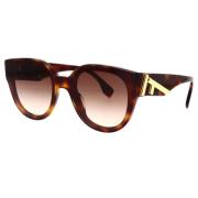 Glamourøse runde solbriller med brunt gradientglas
