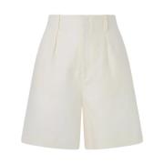 Hvide ensfarvede shorts til kvinder