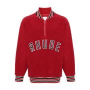 Vintage Rød Bomuldssweater med Broderet Logo
