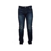 Mørkeblå slidte jeans med mærkelabel