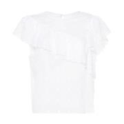 Hvid Bomuld Rynket T-shirt