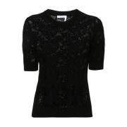 Sort Blomster Jacquard Sweater