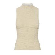 Halterneck Strik med Glitter Offwhite/Gold