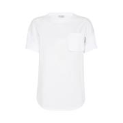 Hvid Bomuld Crew-Neck T-Shirt