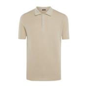 Beige Bomuld Fiskerens Rib Polo Shirt