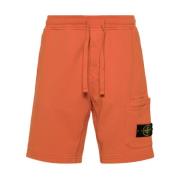 Orange Shorts med Lommer og Elastisk Talje