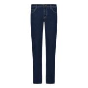 Slim-fit Mørkeblå Jeans med Lommetørklæde