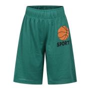 Grønne sports shorts med basketball print