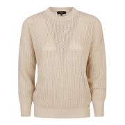 Beige Hæklet Crew-neck Sweater