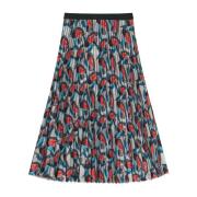 Plisseret nederdel med abstrakt print
