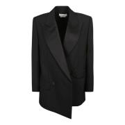 Sort Uld Silke Revers Blazer