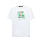 Italiensk Bomuld T-Shirt med Maxi Logo Print