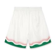 Hvide Silke Shorts med Elastisk Talje