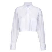 Hvid Bomuld Skjorte med Spids Krave