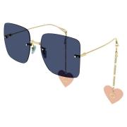 Guld/Blå Hjerte Solbriller