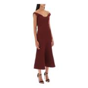 Off-shoulder uld silke midi kjole