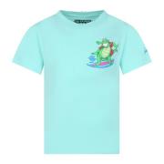 Grøn Krokodille Print Bomulds T-Shirt