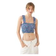 Smocked Cotton Voile Crop Top