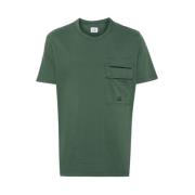Mørkegrøn Bomuld T-shirt med Logo Print