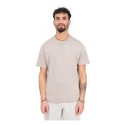 Beige Linned Crew Neck T-shirt